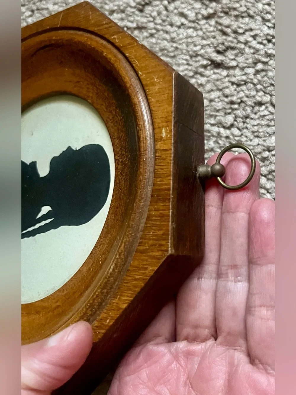 Vintage Silhouette Portrait Bubble Glass Wood Frames Pair Cottagecore